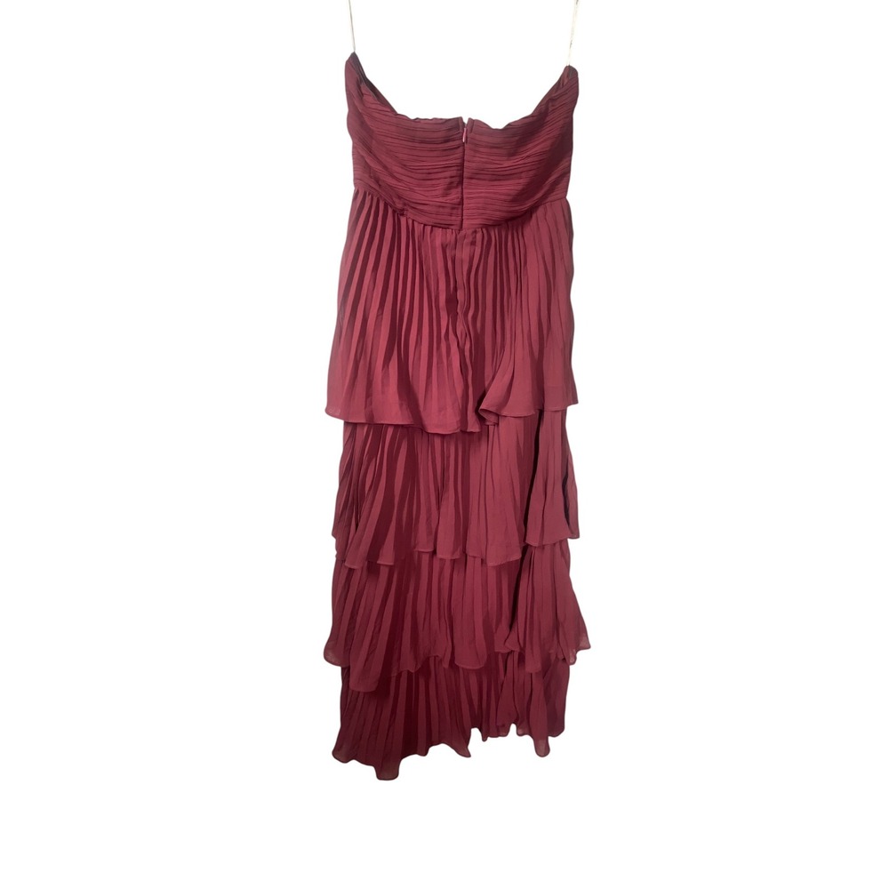 Lulus Burgundy Strapless Pleated Tiered Maxi Dress A10472 XL Burgundy Wine Red‎ - Picture 7 of 7
